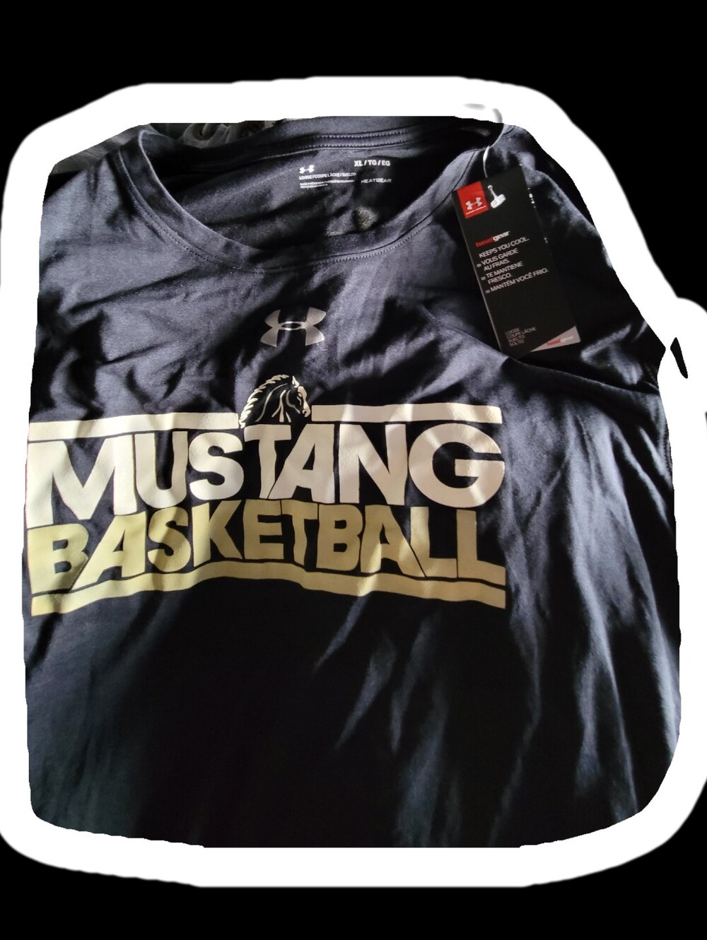 Under Armour Mustang Basketball Tee - Black with White Print